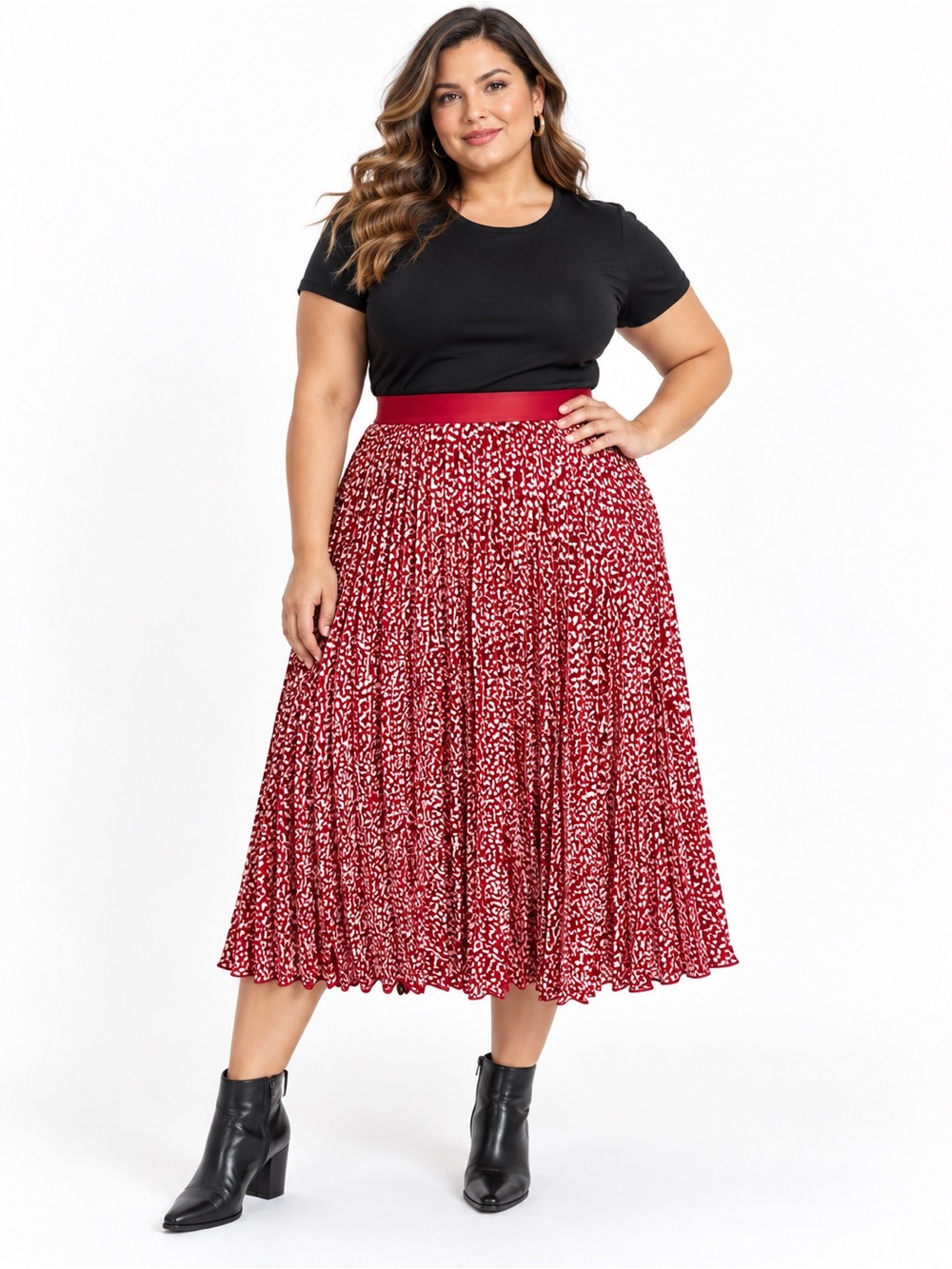 Vince Camuto Pleated Red Midi Skirt Size XXL - Picture 2 of 10